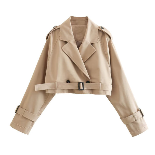 Belted Short Trench Beige