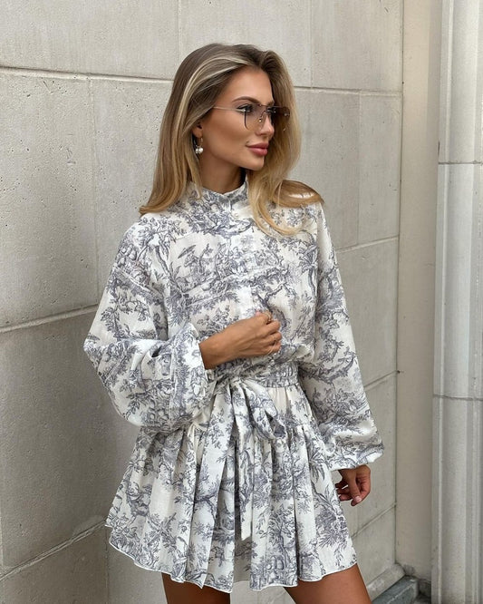 Baroque Print Flowy Dress Set