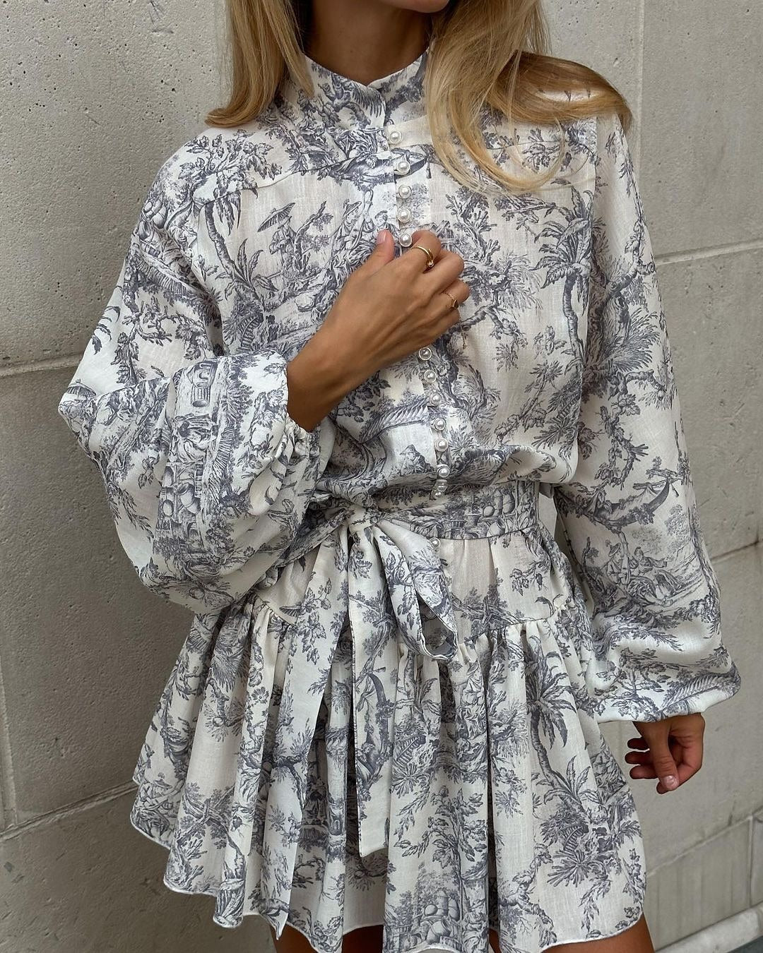 Baroque Print Flowy Dress Set